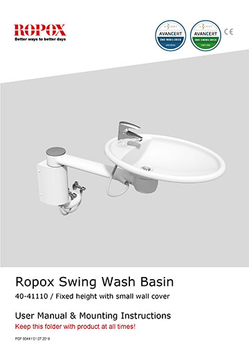 Ropox user & mounting manual - Swing Washbasin fixed height and small wall cover